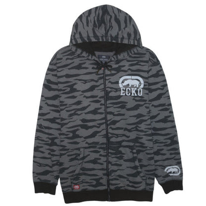 Ecko Unltd Men's Grey Camouflage Full Zip Hoodie 4XL Longline