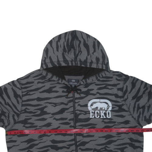 Ecko Unltd Men's Grey Camouflage Full Zip Hoodie 4XL Longline