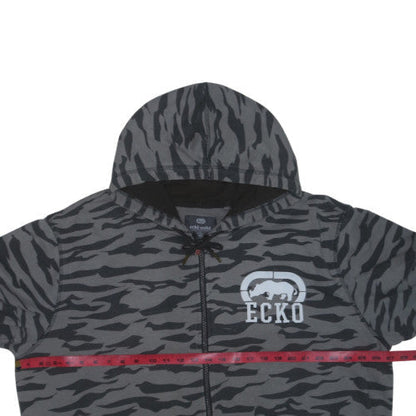 Ecko Unltd Men's Grey Camouflage Full Zip Hoodie 4XL Longline