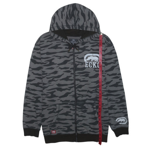 Ecko Unltd Men's Grey Camouflage Full Zip Hoodie 4XL Longline