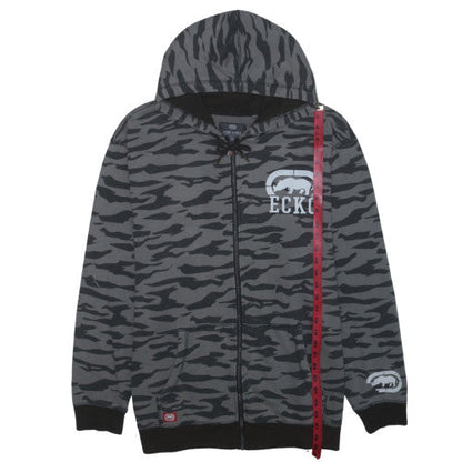 Ecko Unltd Men's Grey Camouflage Full Zip Hoodie 4XL Longline