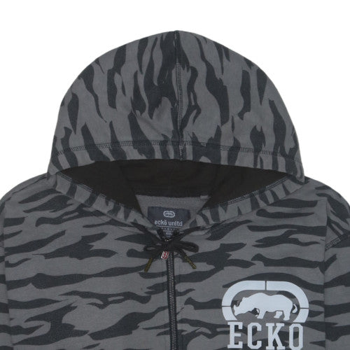 Ecko Unltd Men's Grey Camouflage Full Zip Hoodie 4XL Longline