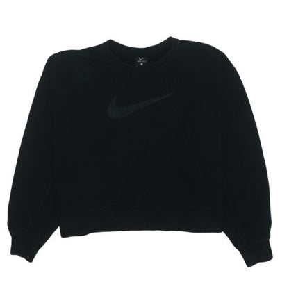 Nike Womens Black Dri-FIT Pullover Sweatshirt M Crew Neck Logo