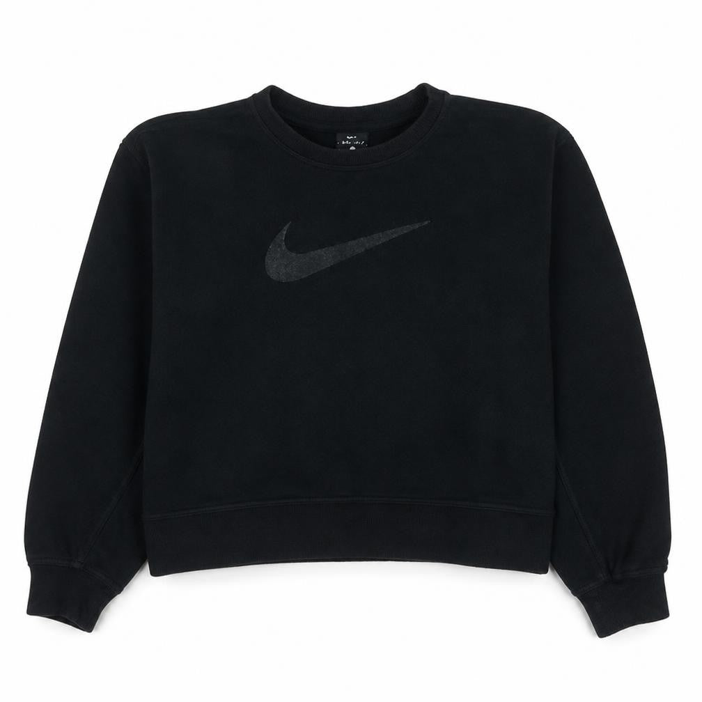 Nike Womens Black Dri-FIT Pullover Sweatshirt M Crew Neck Logo