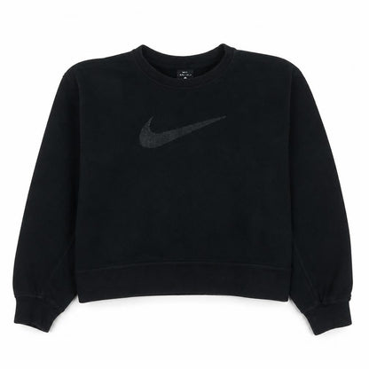 Nike Womens Black Dri-FIT Pullover Sweatshirt M Crew Neck Logo