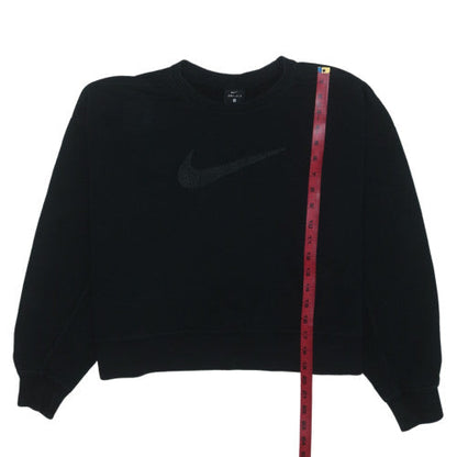 Nike Womens Black Dri-FIT Pullover Sweatshirt M Crew Neck Logo