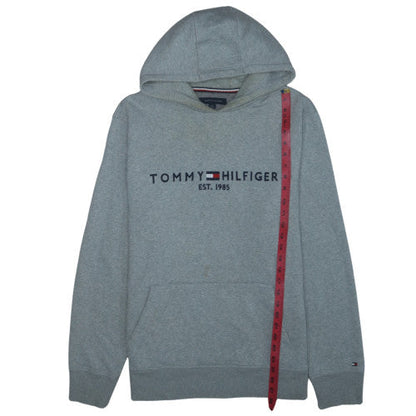 Tommy Hilfiger Men's Grey XL Pullover Hoodie Embroidered Logo