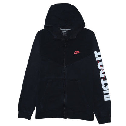 Nike Men's Black Full Zip Hoodie L - Just Do It Graphic Sweatshirt