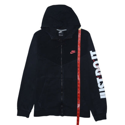 Nike Men's Black Full Zip Hoodie L - Just Do It Graphic Sweatshirt