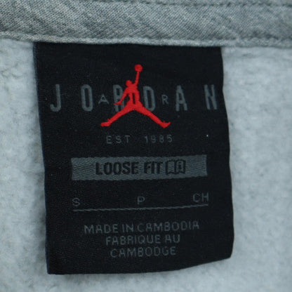 Jordan Women Grey Pullover Hoodie Small Loose Fit Cotton Blend