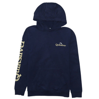 Quiksilver Boys Blue Pullover Hoodie Size 14 Years Hooded Fleece Logo Sweatshirt