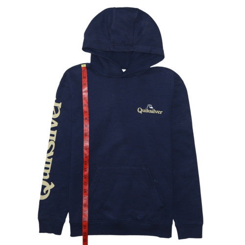 Quiksilver Boys Blue Pullover Hoodie Size 14 Years Hooded Fleece Logo Sweatshirt