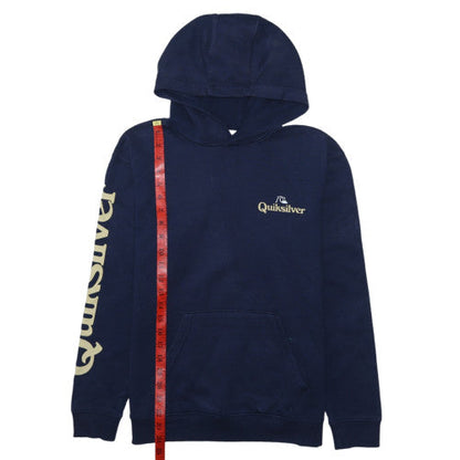 Quiksilver Boys Blue Pullover Hoodie Size 14 Years Hooded Fleece Logo Sweatshirt