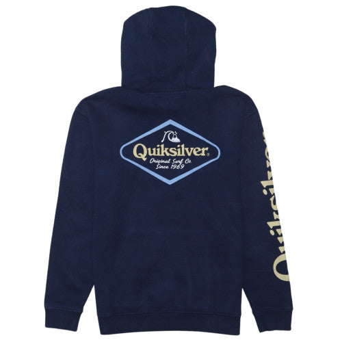 Quiksilver Boys Blue Pullover Hoodie Size 14 Years Hooded Fleece Logo Sweatshirt
