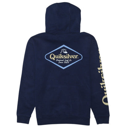 Quiksilver Boys Blue Pullover Hoodie Size 14 Years Hooded Fleece Logo Sweatshirt