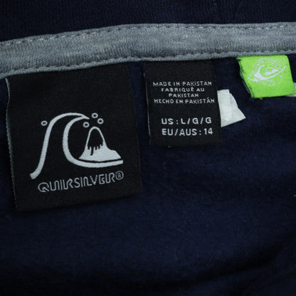 Quiksilver Boys Blue Pullover Hoodie Size 14 Years Hooded Fleece Logo Sweatshirt