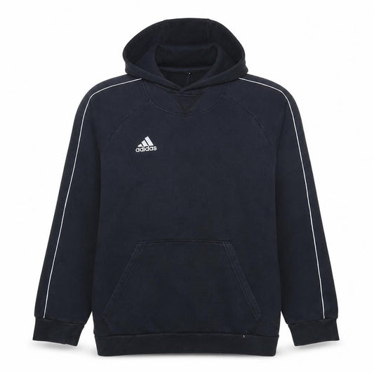 Front view of Adidas Men's Black Pullover Hoodie, size L, Sports Fleece Sweatshirt