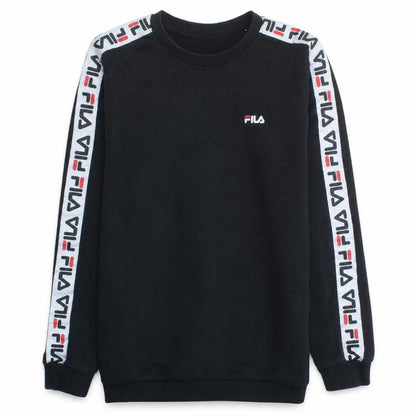 Fila Men’s Black Logo Tape Crew Neck Pullover Sweatshirt Size M
