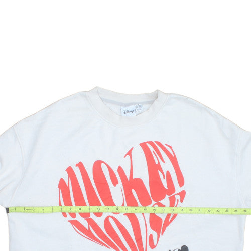 Disney Women White Mickey Mouse XL Sweatshirt Crew Neck Pullover