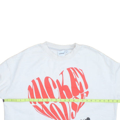 Disney Women White Mickey Mouse XL Sweatshirt Crew Neck Pullover