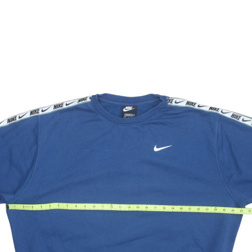 Nike Men Blue Logo Crew Neck Pullover Sweatshirt L Classic Fit
