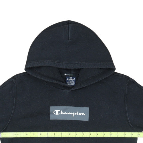 Champion Men's Black Pullover Hoodie Small Logo Fleece Sweatshirt