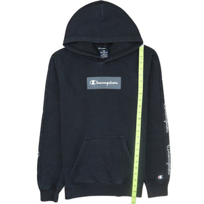 Champion Men's Black Pullover Hoodie Small Logo Fleece Sweatshirt