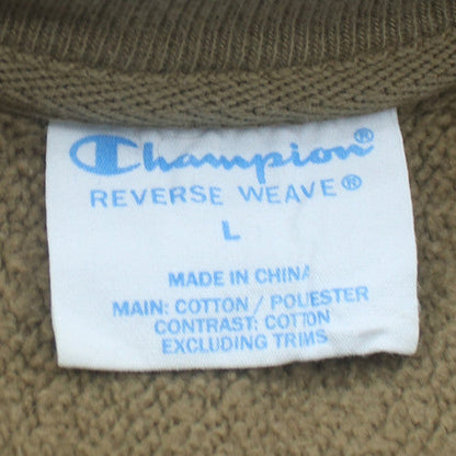 Champion Women Khaki Reverse Weave Sweatshirt L Cotton Blend Casual