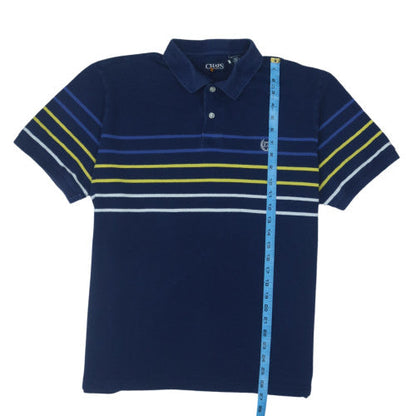 Chaps Men's Blue Striped Polo Shirt Size XL 100% Cotton Classic Fit
