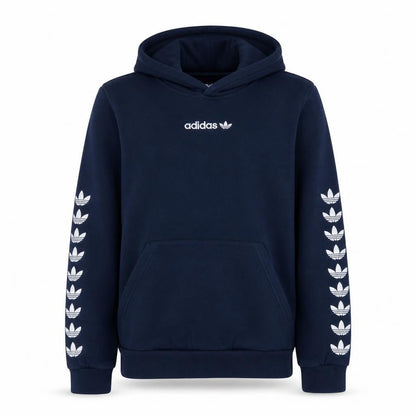 Front view of Adidas boys’ blue pullover hoodie 15-16 years fleece hooded sweatshirt