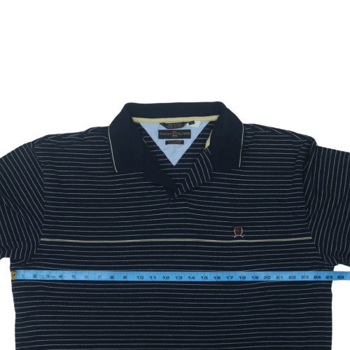 Tommy Hilfiger Men’s Black Striped Golf Polo Shirt XL Cotton