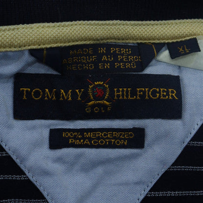 Tommy Hilfiger Men’s Black Striped Golf Polo Shirt XL Cotton
