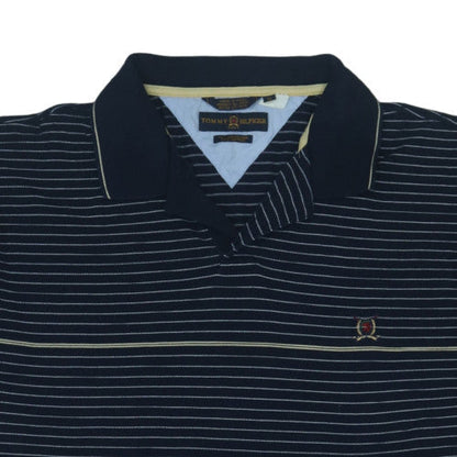 Tommy Hilfiger Men’s Black Striped Golf Polo Shirt XL Cotton