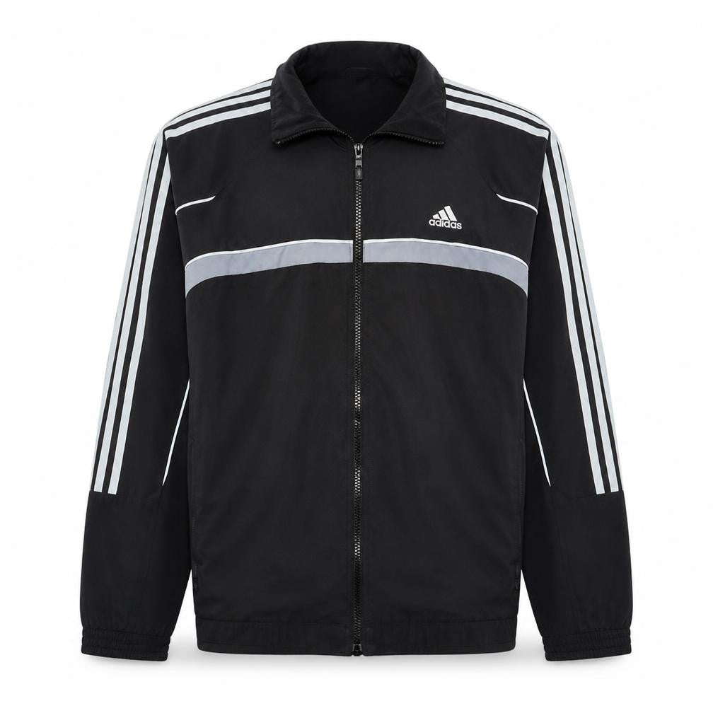 Adidas Men's Black Polyester Track Jacket Size M Full Zip Windbreaker