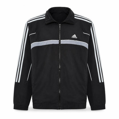 Adidas Men's Black Polyester Track Jacket Size M Full Zip Windbreaker
