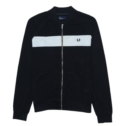 Fred Perry Men’s Black Track Jacket M Colourblock Full Zip Cotton Blend