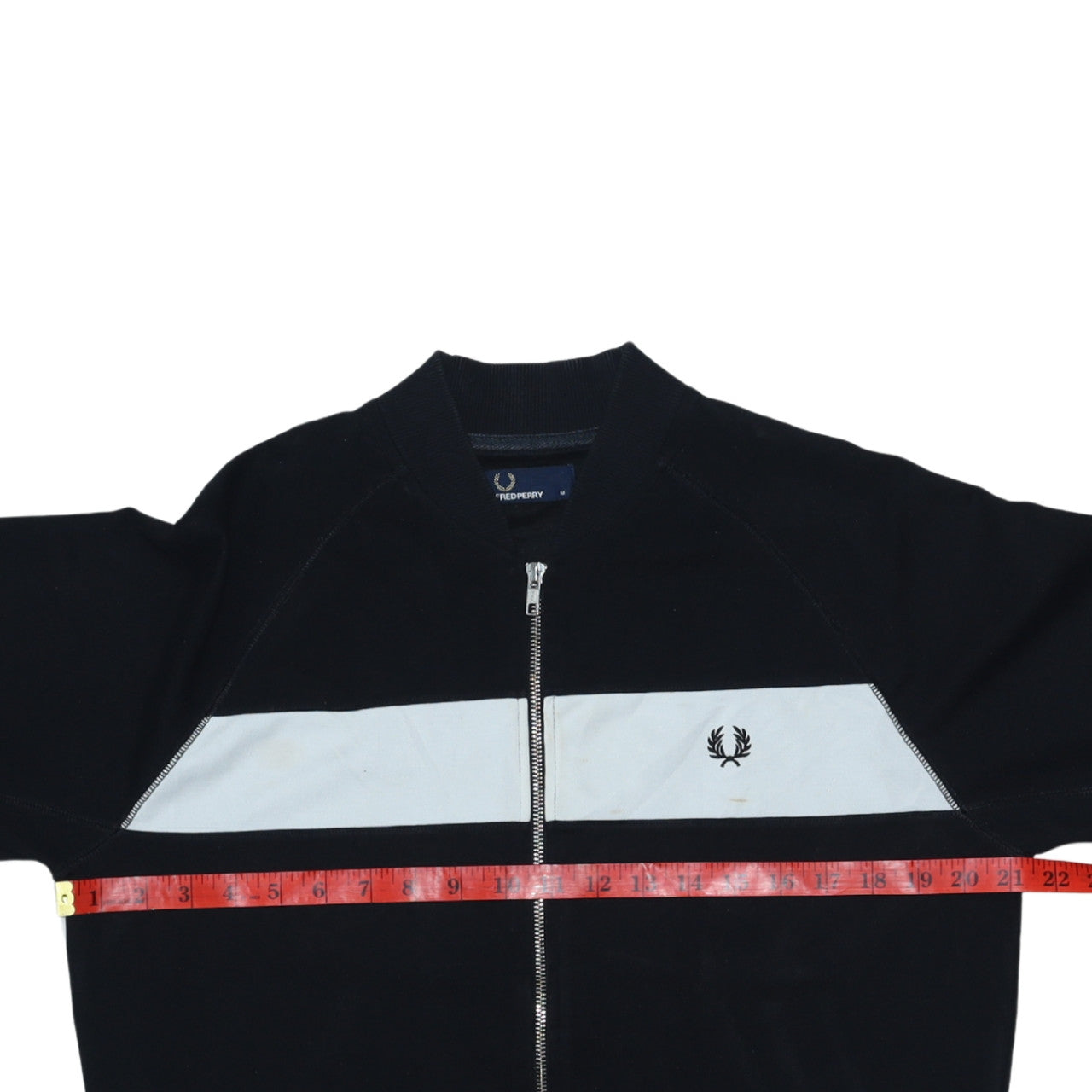 Fred Perry Men’s Black Track Jacket M Colourblock Full Zip Cotton Blend