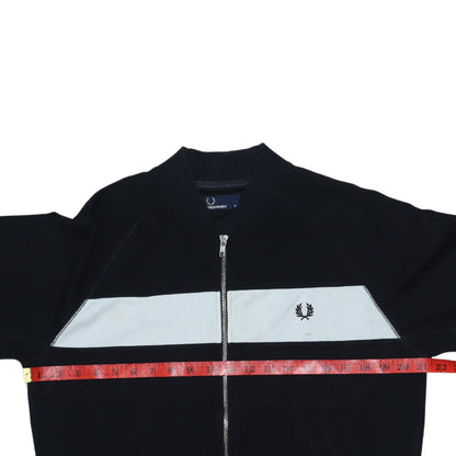 Fred Perry Men’s Black Track Jacket M Colourblock Full Zip Cotton Blend