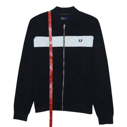 Fred Perry Men’s Black Track Jacket M Colourblock Full Zip Cotton Blend