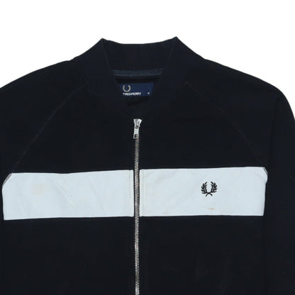 Fred Perry Men’s Black Track Jacket M Colourblock Full Zip Cotton Blend