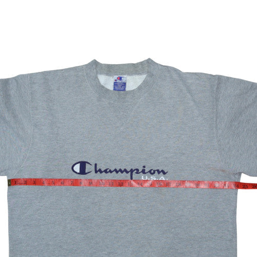 Champion Womens Grey Short Sleeve Crew Neck Sweatshirt Medium