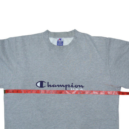 Champion Womens Grey Short Sleeve Crew Neck Sweatshirt Medium