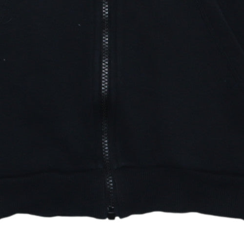 Adidas Girls Black Full Zip Hoodie 11-12 Years Essentials Logo Sweatshirt