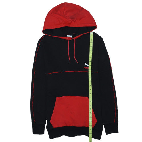 Puma Mens Black Red Pullover Hoodie Size S Logo Fleece Sweatshirt