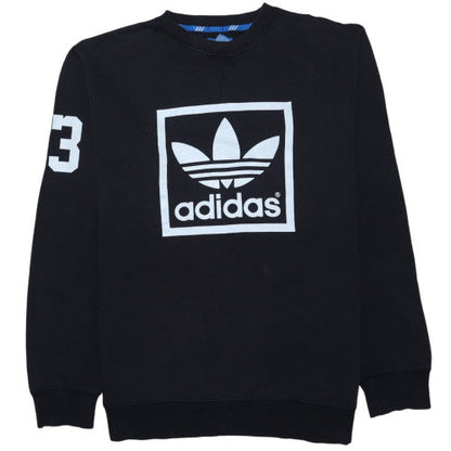 Adidas Mens Black Pullover Sweatshirt M Crew Neck Logo Sportswear