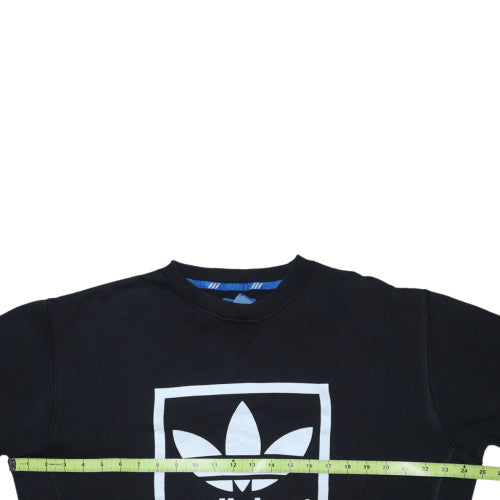 Adidas Mens Black Pullover Sweatshirt M Crew Neck Logo Sportswear