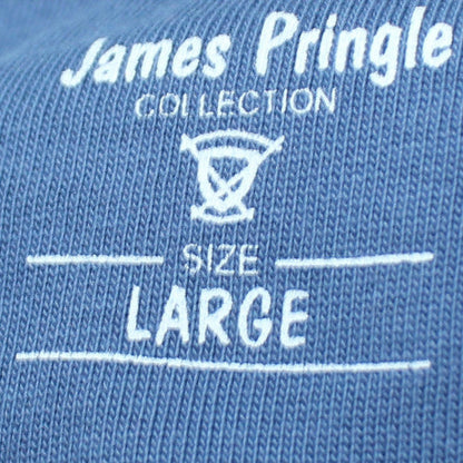 James Pringle Men's Blue Long Sleeve Cotton Polo Shirt Size L
