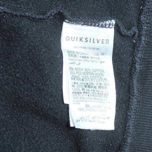 Quiksilver Mens Black XL Pullover Hoodie with Logo and Pocket