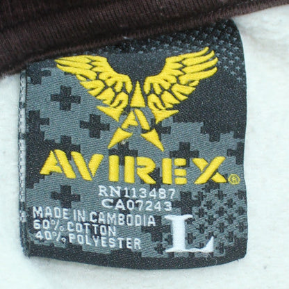 Avirex Men's White Full Zip Graphic Hoodie Size L