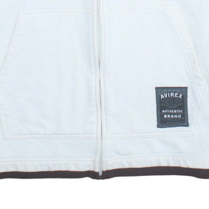 Avirex Men's White Full Zip Graphic Hoodie Size L
